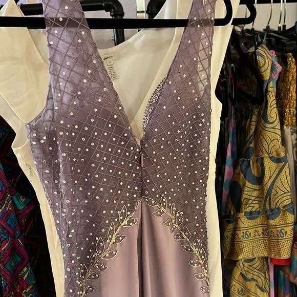 Soieblu Beaded Embroidered Maxi Dress Medium Prom Dress - Picture 3 of 10